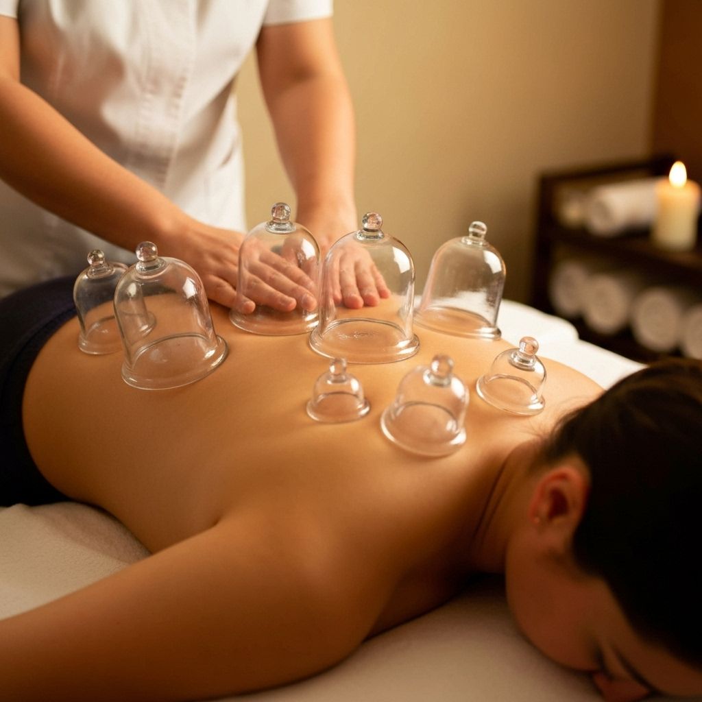 Ventouses chinoises appliquées sur le dos pour thérapie